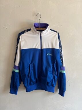 Vintage ASICS Track Jacket Full Zip 90s sportswear windbreaker